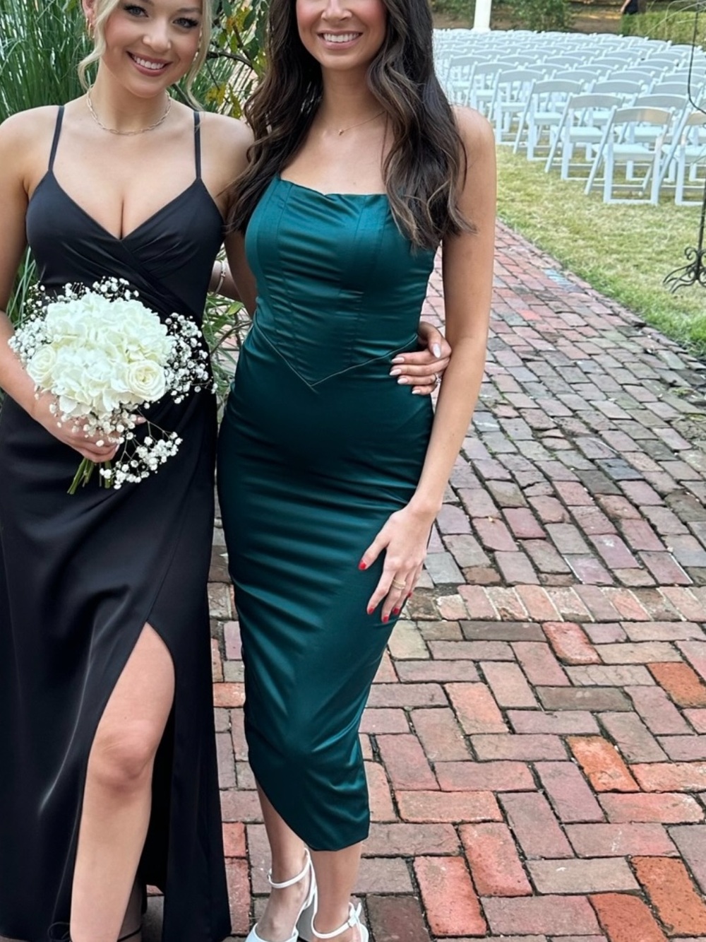 Emerald Green Satin Midi Dress - Sleek Sheet Dress